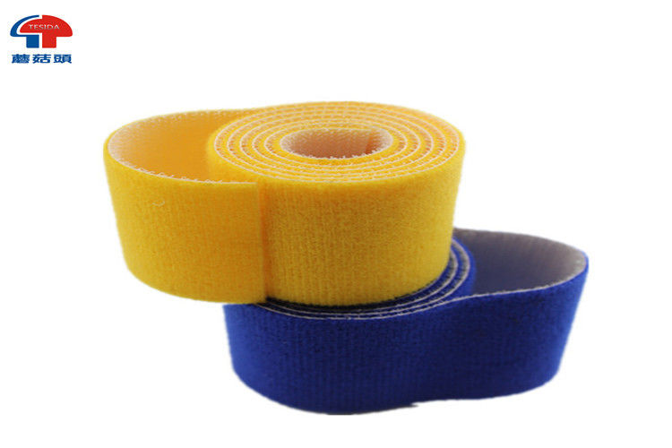Wide yellow Double Sided hook and loop cable wrap Roll for Cable Management