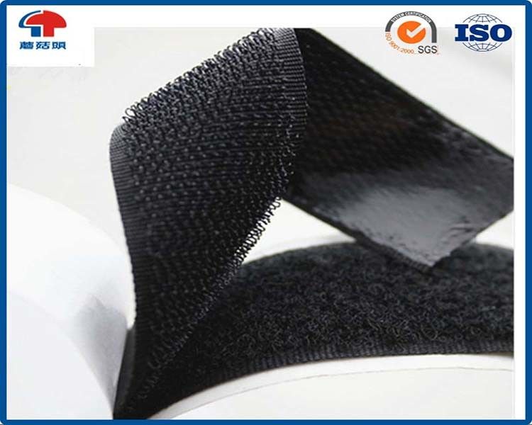 Heavy duty double sided Sticky Hook And Loop fastener tape 25mm in Black colour