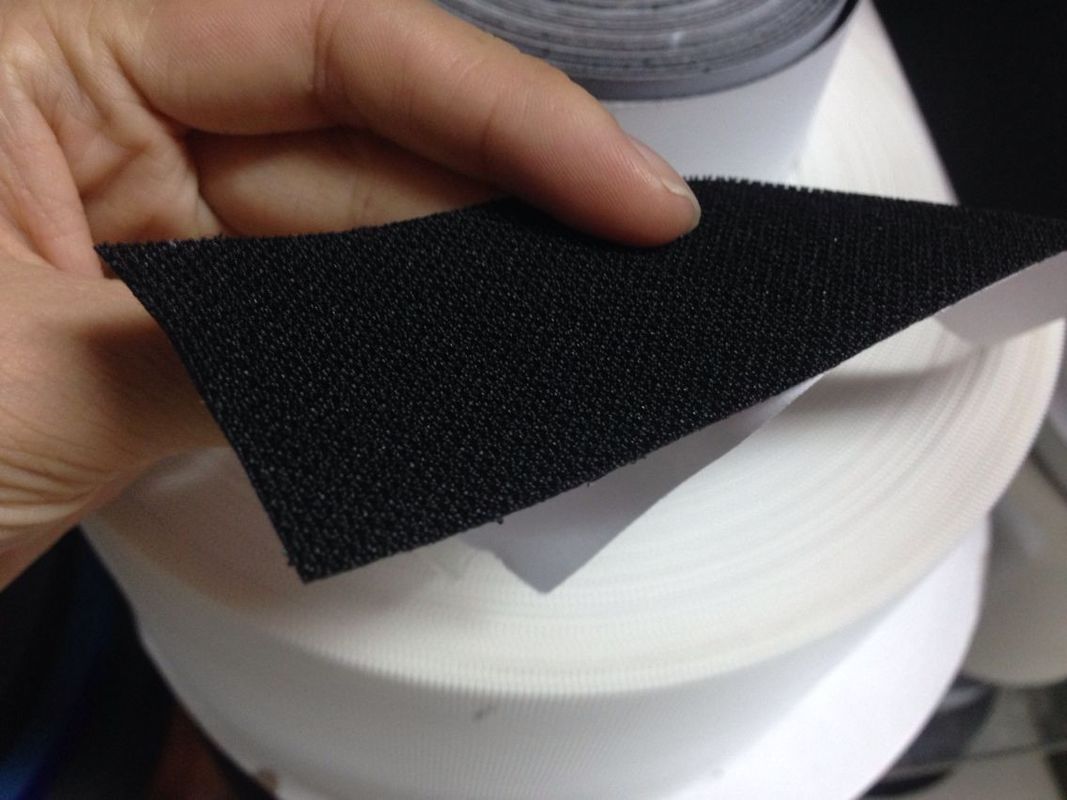Strong Powerful Heavy Duty Hook And Loop Adhesive Tape With Glue , Black / White