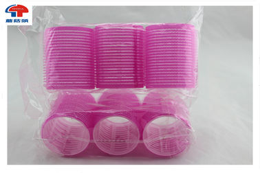 Pink Extra Large Hook And Loop Hair Rollers Round Magic Tape Hair Care